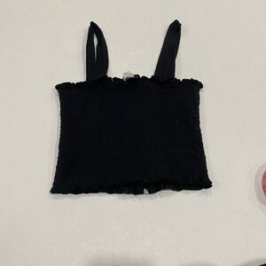 ME to WE Black Smocked Crop Tank Top Women’s Size Small